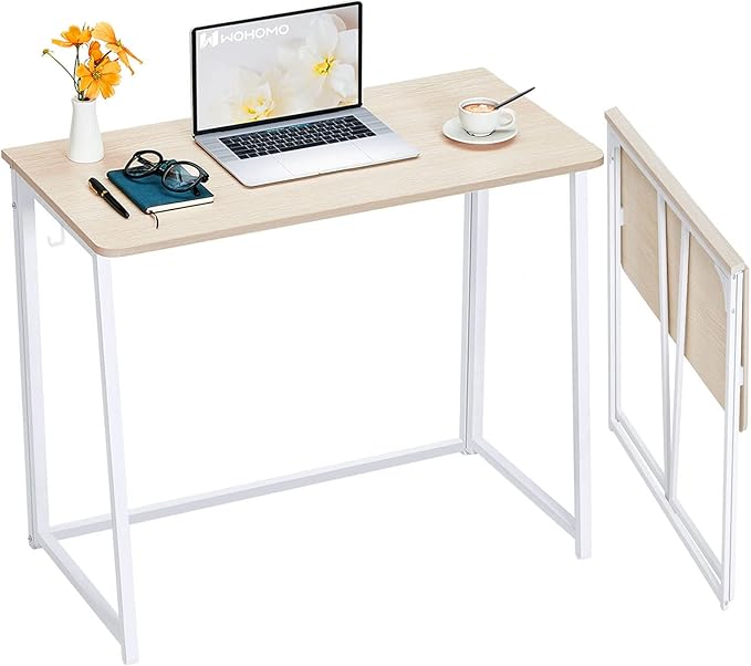 Folding Desk, Small Foldable Desk 31.5" for Small Spaces, Space Saving Computer Table Writing