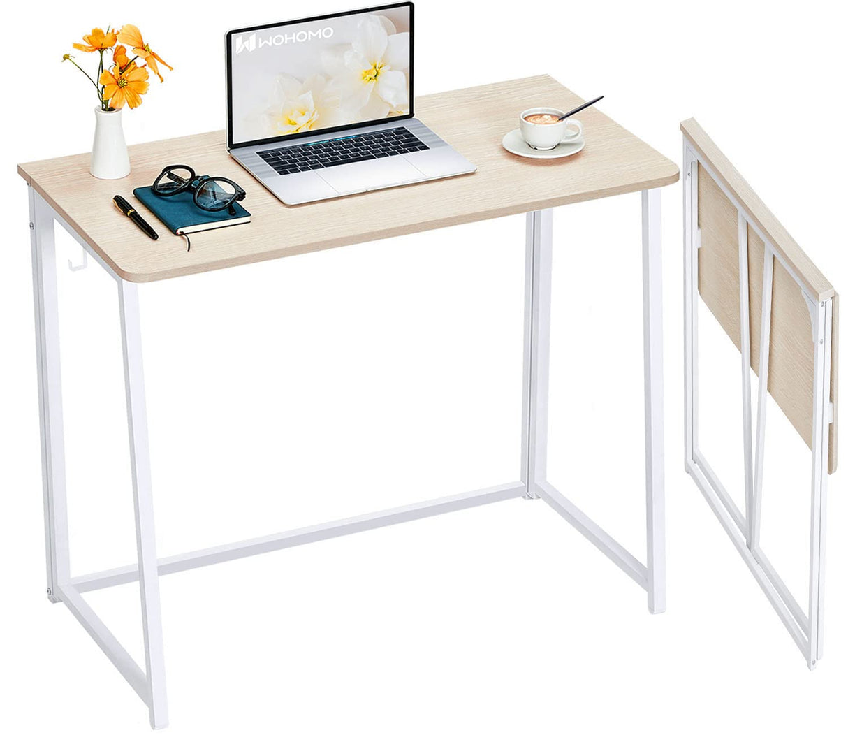 Folding Desk, Small Foldable Desk 31.5" for Small Spaces, Space Saving Computer Table Writing