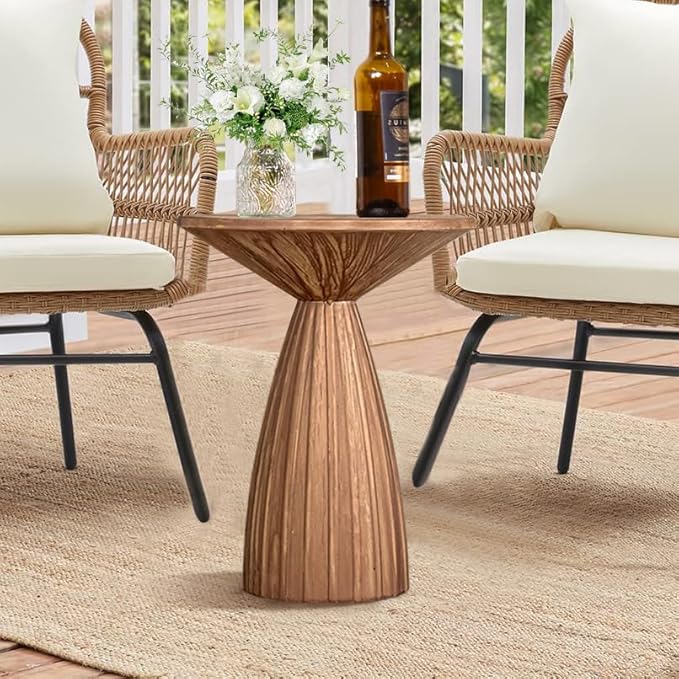 Round Small Patio Side Table, Metal Steel Outdoor Side Table, Patio Accent End Table