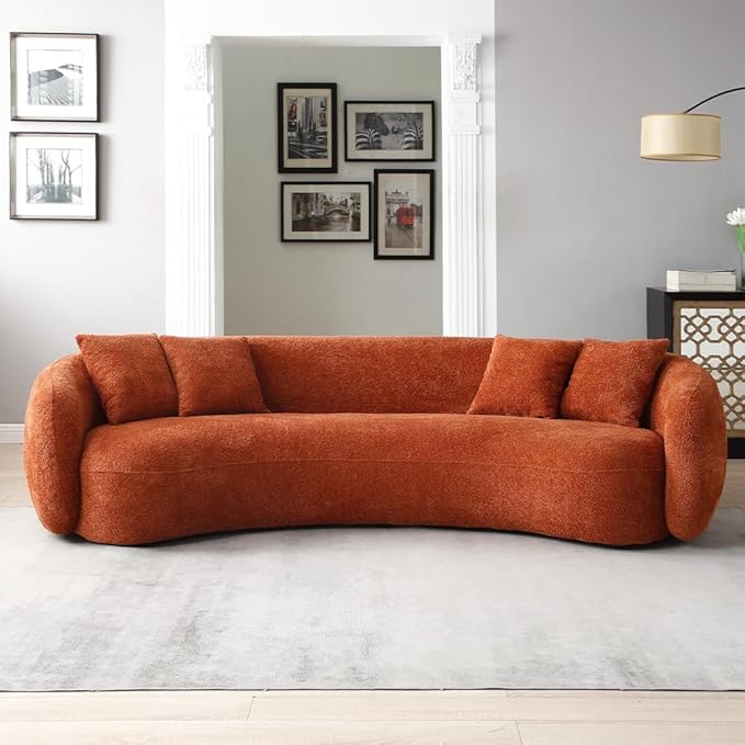 101" Modern Oversized Curved Sofa, Back Upholstered Boucle Couch