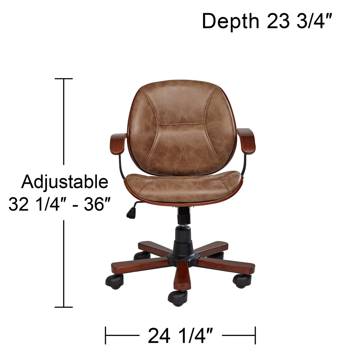 Julian Walnut Veneer and Steel Adjustable Swivel Office Chair