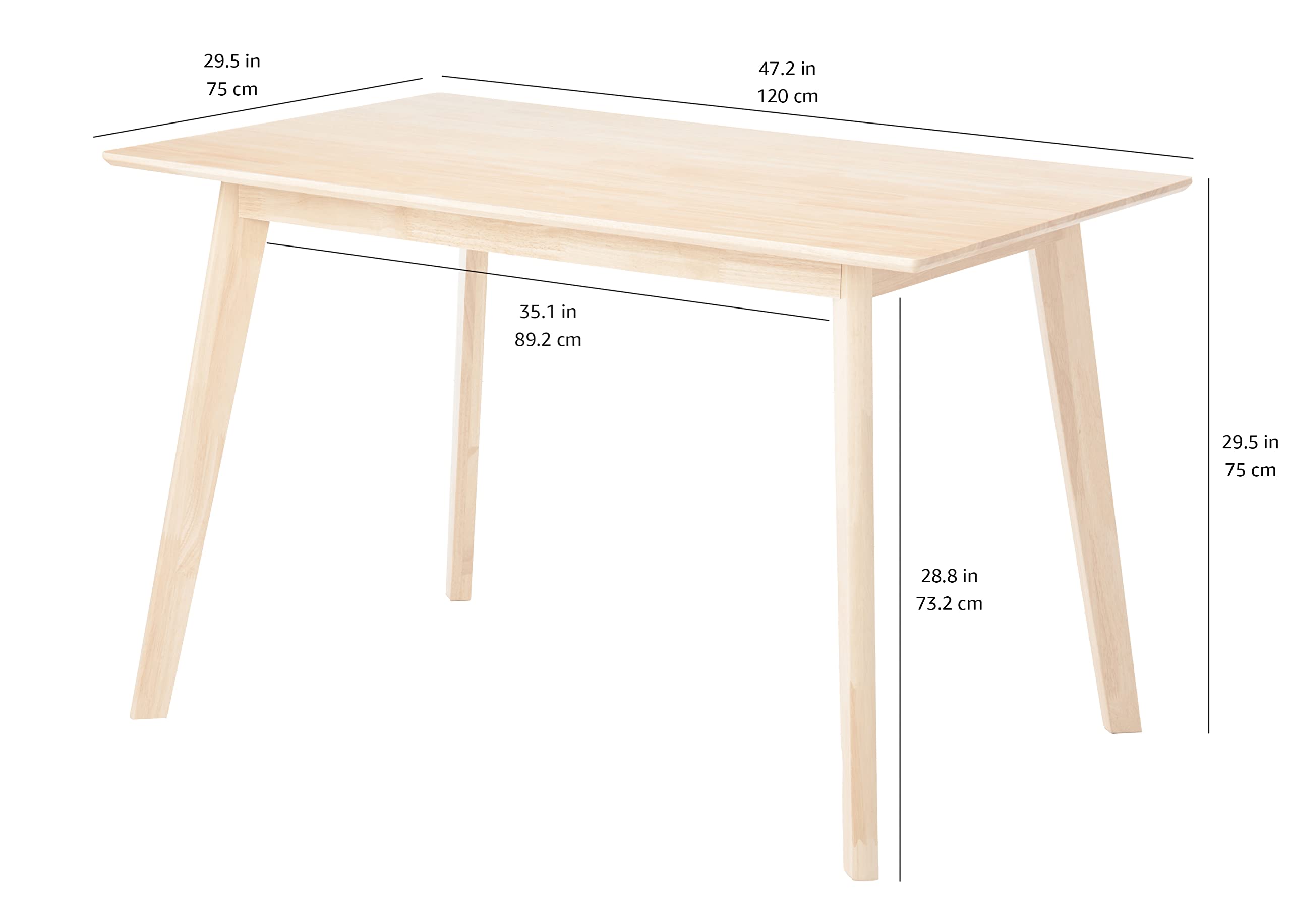 FSC Certified Solid Wood Kitchen Rectangular Dining Table, Natural Wood,