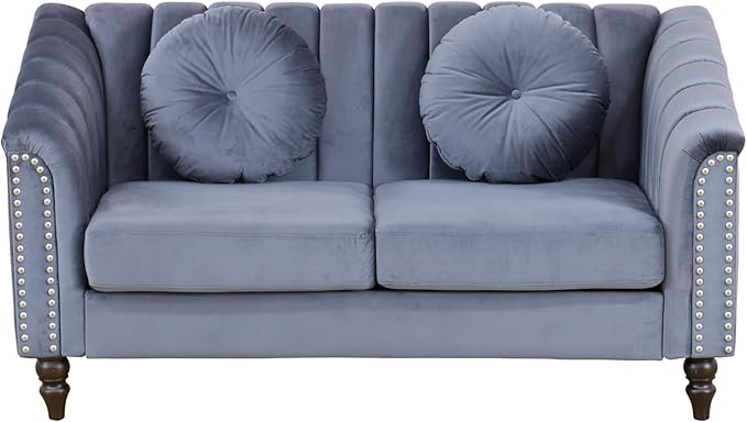 Sectional Sofa Set, Microfiber Chesterfield Upholstered Sofas Loveseat