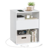 Superfast Toolless Assembly, Nightstand, Bedside Table with Charging Station