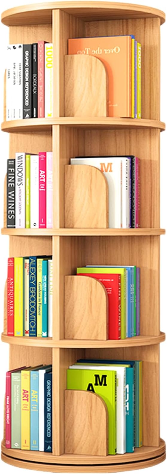 360 Display Rotating Bookshelf Tower,Rotating Bookshelf for Kids&Adults,3 Tier Rotating Stackable Shelves