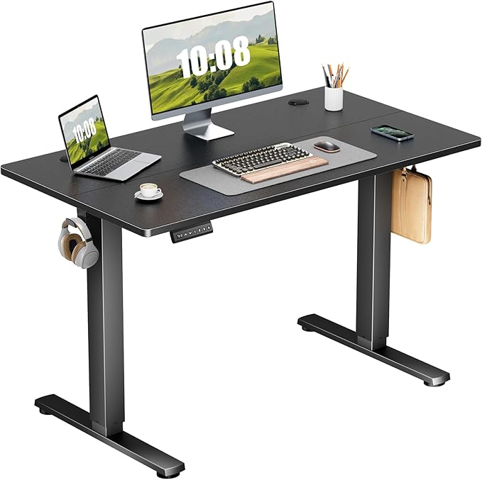 Adjustable Height, 63inch Electric Sit Stand up Desk for Home Office, Modern Rising Work Table for Computer Laptop, Lift Gaming Desk Sturdy Ergonomic Workstation, Rust Brown