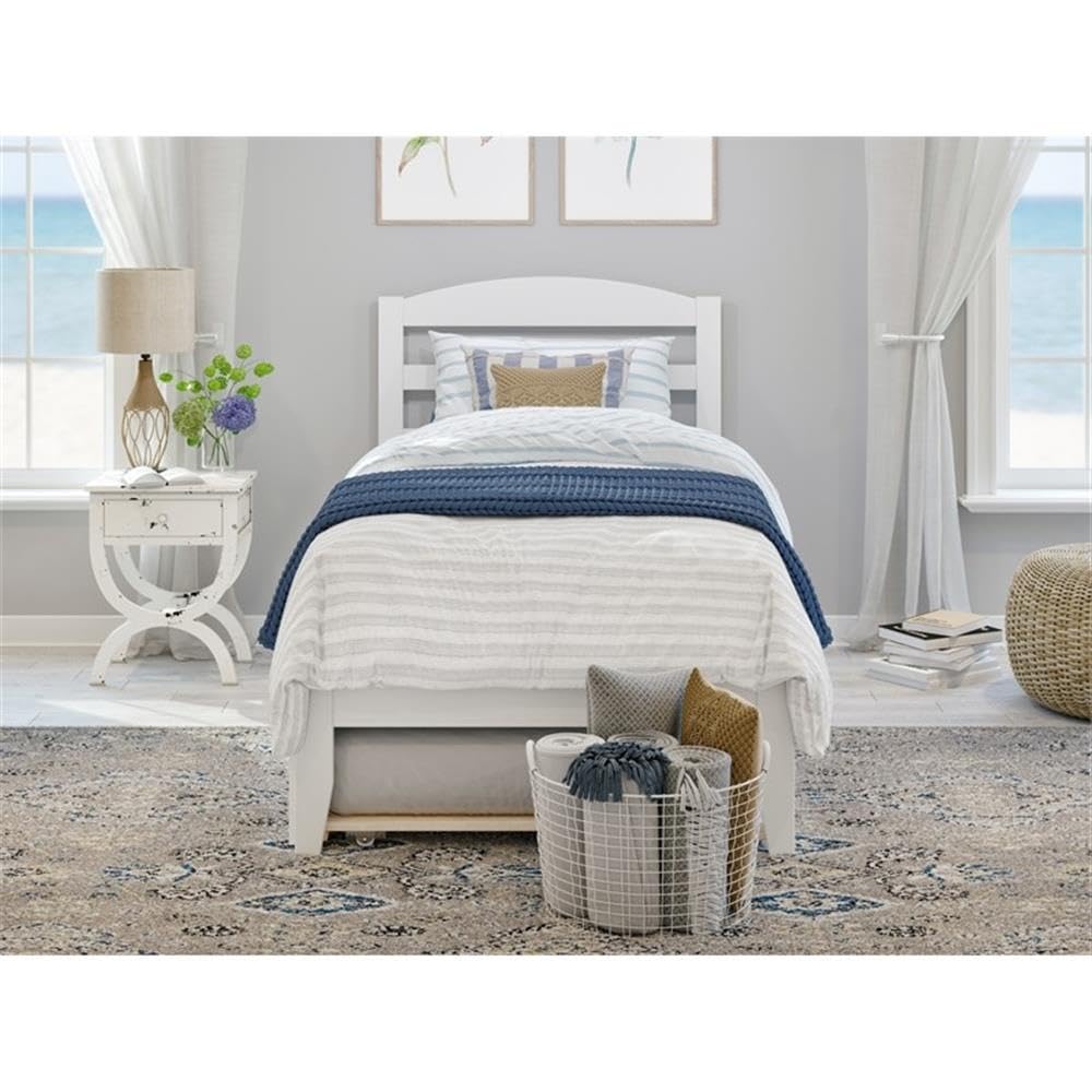 AFI Warren Solid Wood Twin XL Traditional Bed w/Twin XL Trundle in White