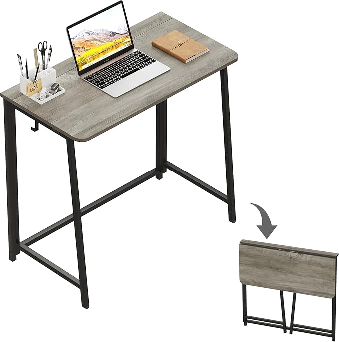 Folding Desk, Small Foldable Desk 31.5" for Small Spaces, Space Saving Computer Table Writing