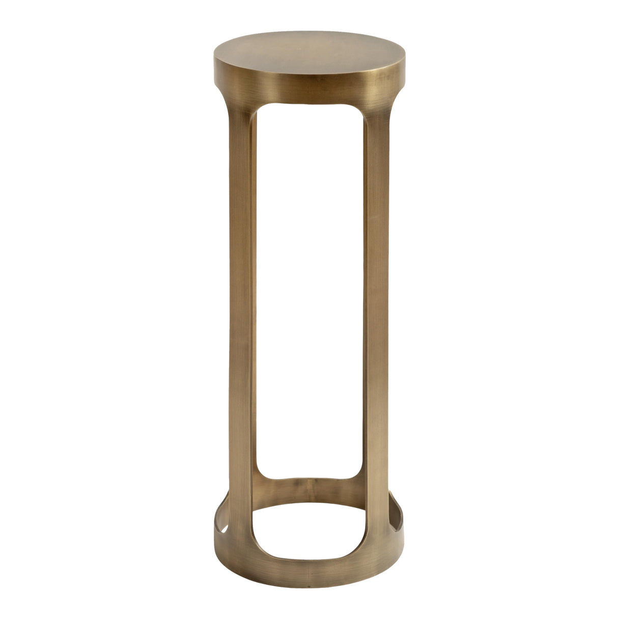 Kate and Laurel Dahl Modern Metal Round Outdoor Drink Table, 8 x 8 x 23, Antique Brass, Circle Accent Pedestal Patio Mini Table for Use as Living Room Plant Stand or Small Bedroom Nightstand