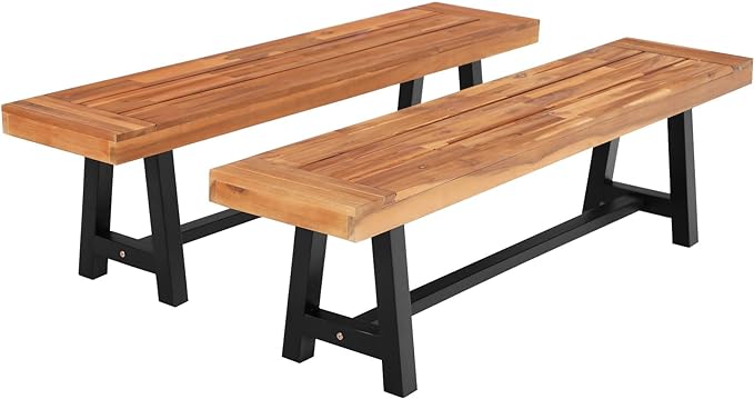 Outdoor Bench Garden Bench Wood 63", Patio Dining Bench