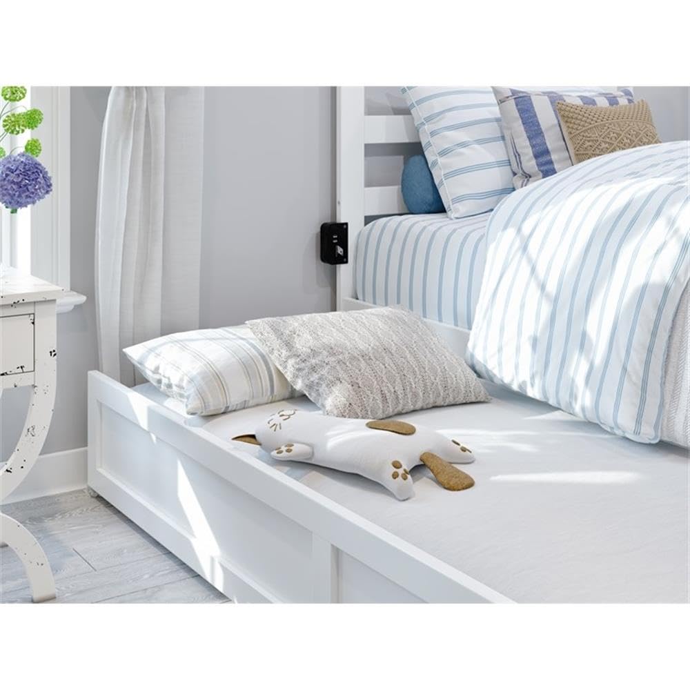 AFI Warren Solid Wood Twin XL Traditional Bed w/Twin XL Trundle in White