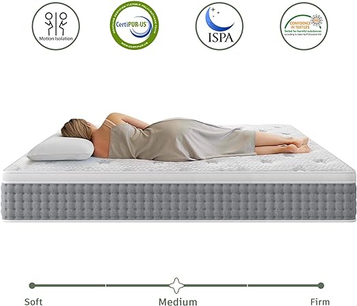 14 Inch King Size Mattress - Hybrid Bed Mattress Box a Memory Foam
