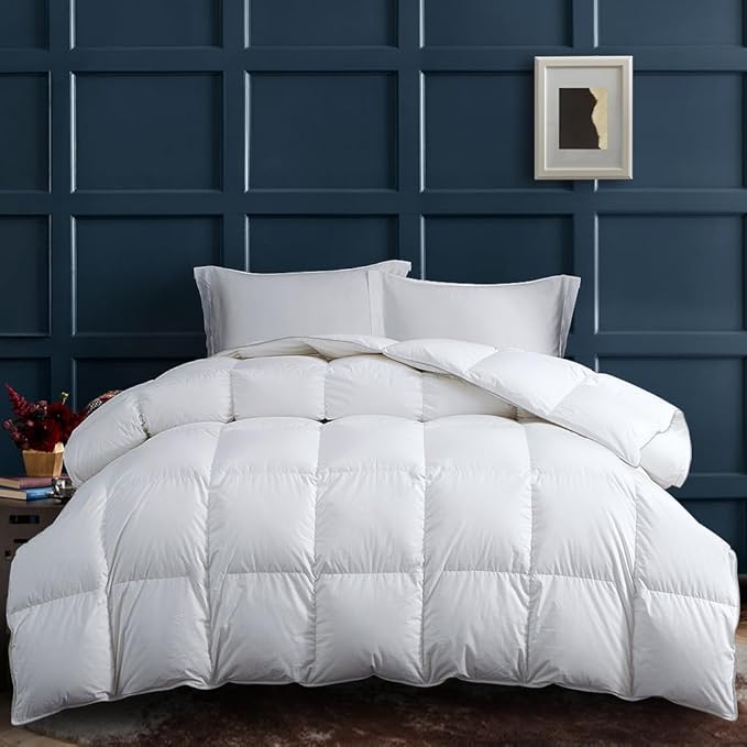 Goose Feather Down Comforter 650 PF, Down Comforter King Size 100% Cotton Shell