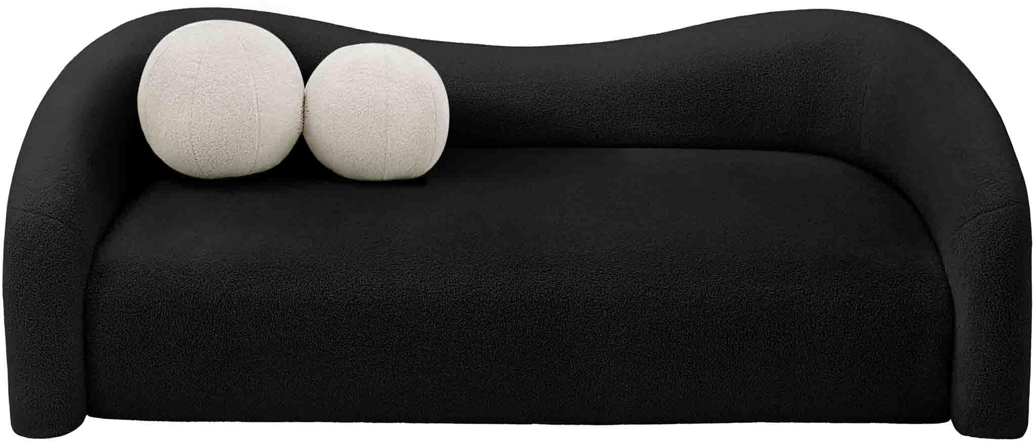 Contemporary Sofa with Soft Black Faux Shearling