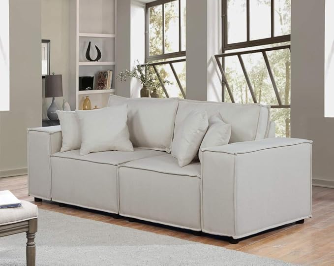 Modular Sectional Sofa with Ottoman, Reversible L-Shaped Couch W/Removable Cushions