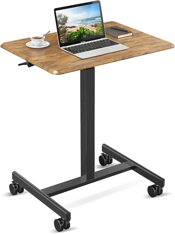 Mobile Small Standing Desk - Rolling Desk with Adjustable Height and Lockable Wheels