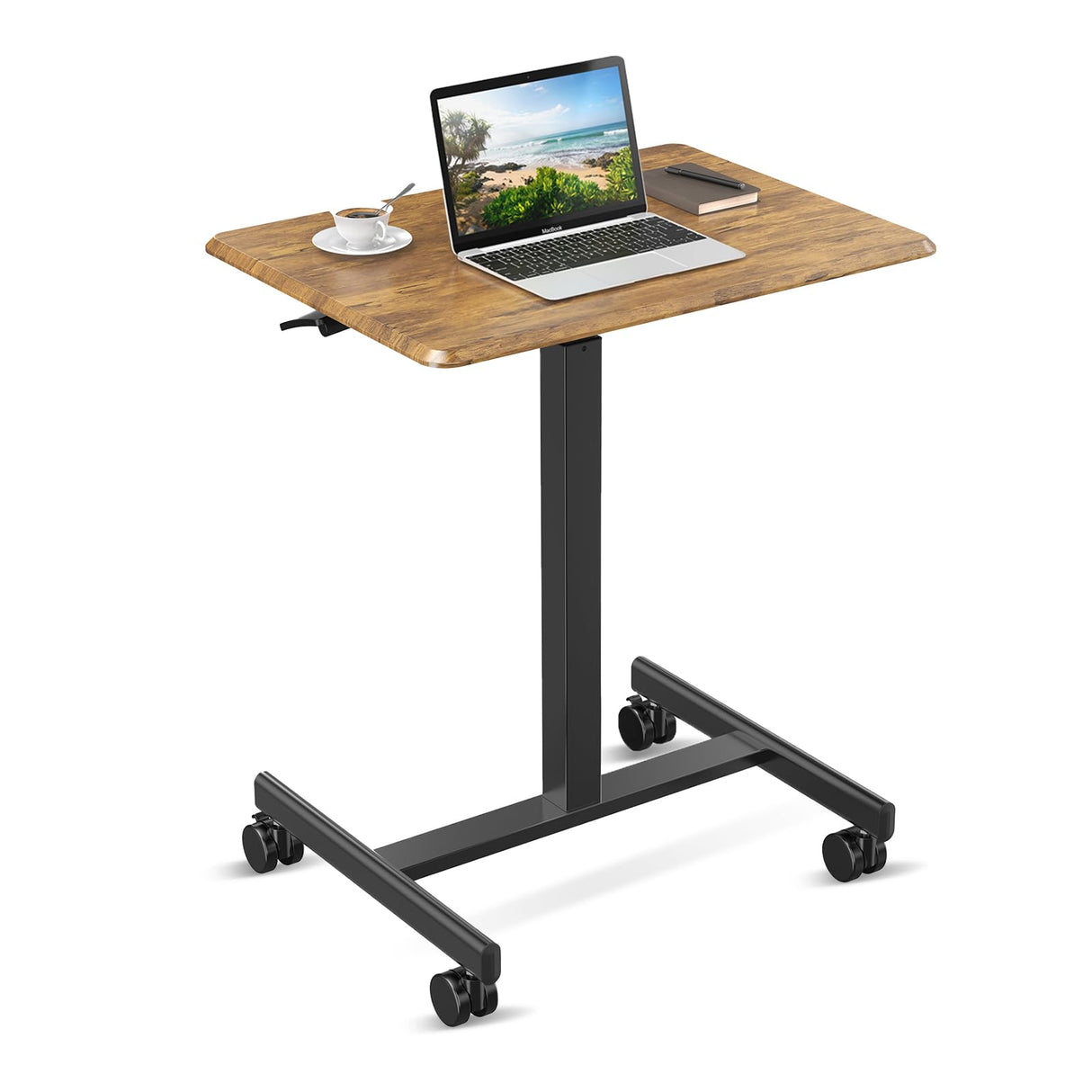 Mobile Small Standing Desk - Rolling Desk with Adjustable Height and Lockable Wheels