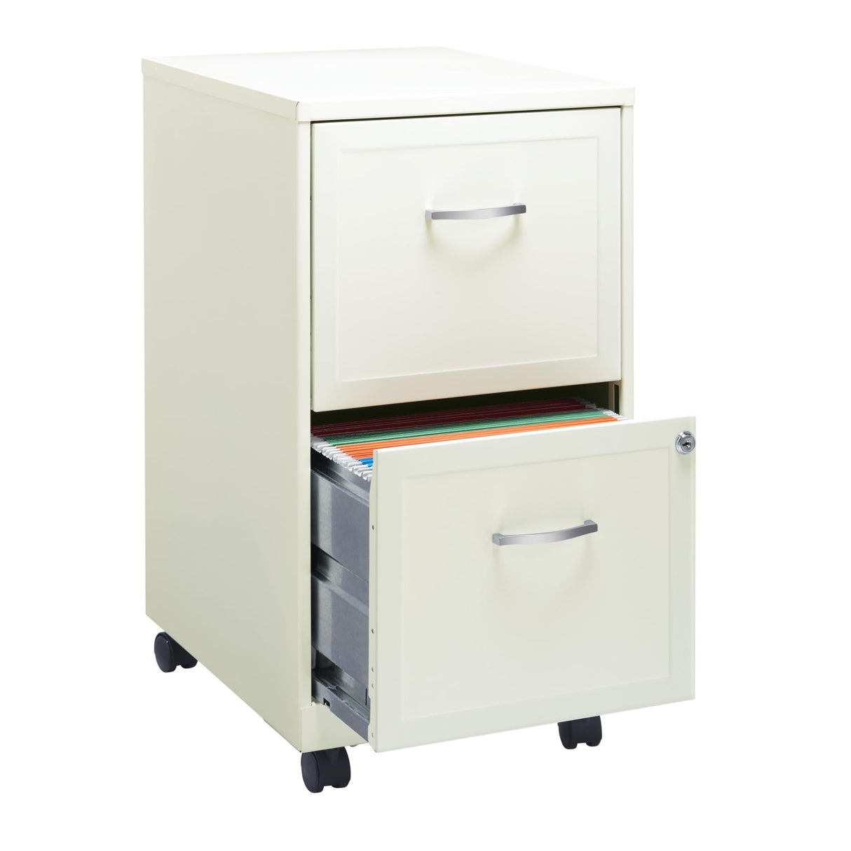 18"D SOHO Vertical Letter-Size Mobile File Cabinet, 2 Drawers, Pearl White