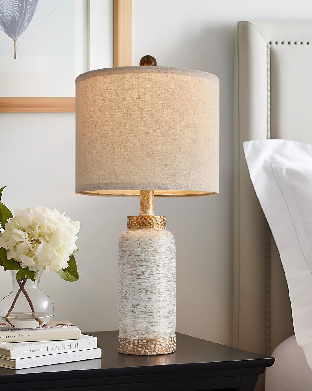 Table Lamp for Bedroom Living Room 20.25" Farmhouse Rustic Vintage Small Lamps