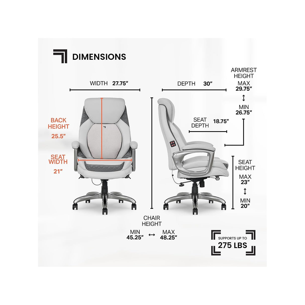 S600 Active Lumbar Ergonomic Bonded Leather Executive Massage Chair