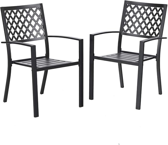 Patio Dining Stackable Chairs, Outdoor Wrought Iron Furniture Set Bistro Chairs