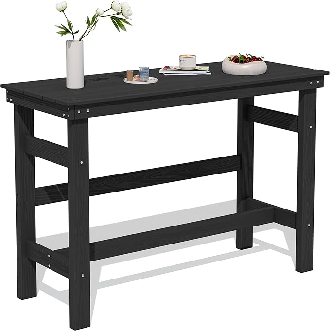 Outdoor Bar Table and Chairs Set, Adirondack Bar Chairs Set of 2 and Bar Height Table