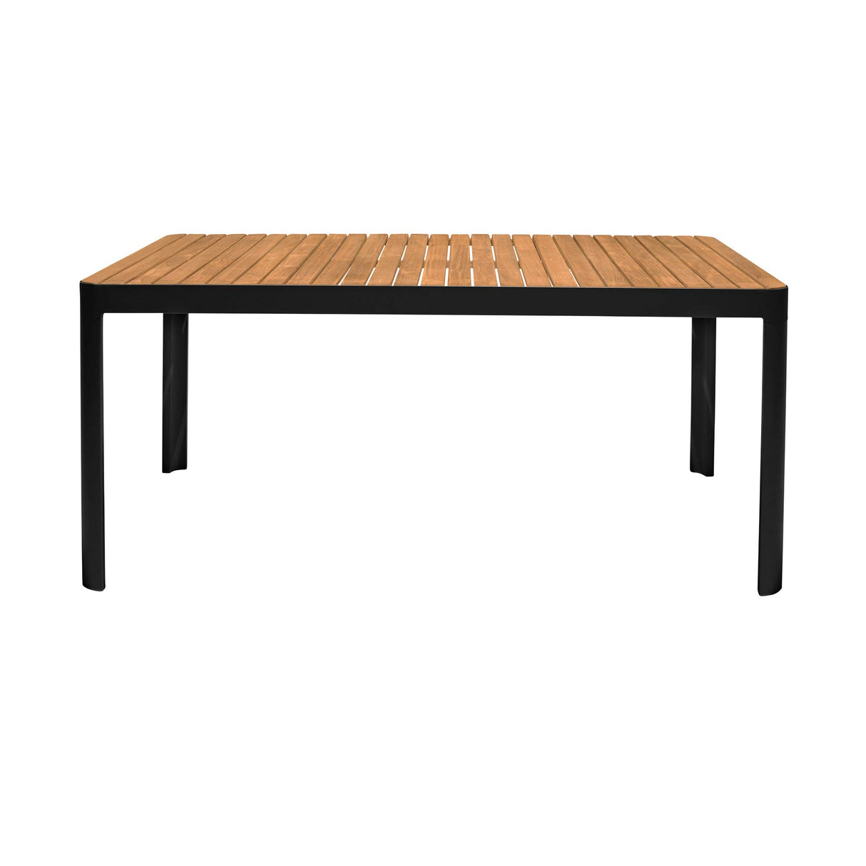 Darks Portals Outdoor Rectangle Teak Wood & Aluminum Dining Table - Black