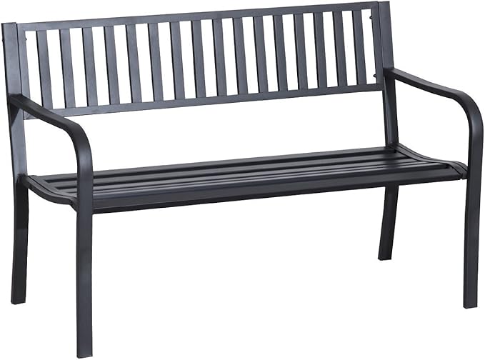 Outdoor Garden Bench, Patio Bench with Slatted Seat