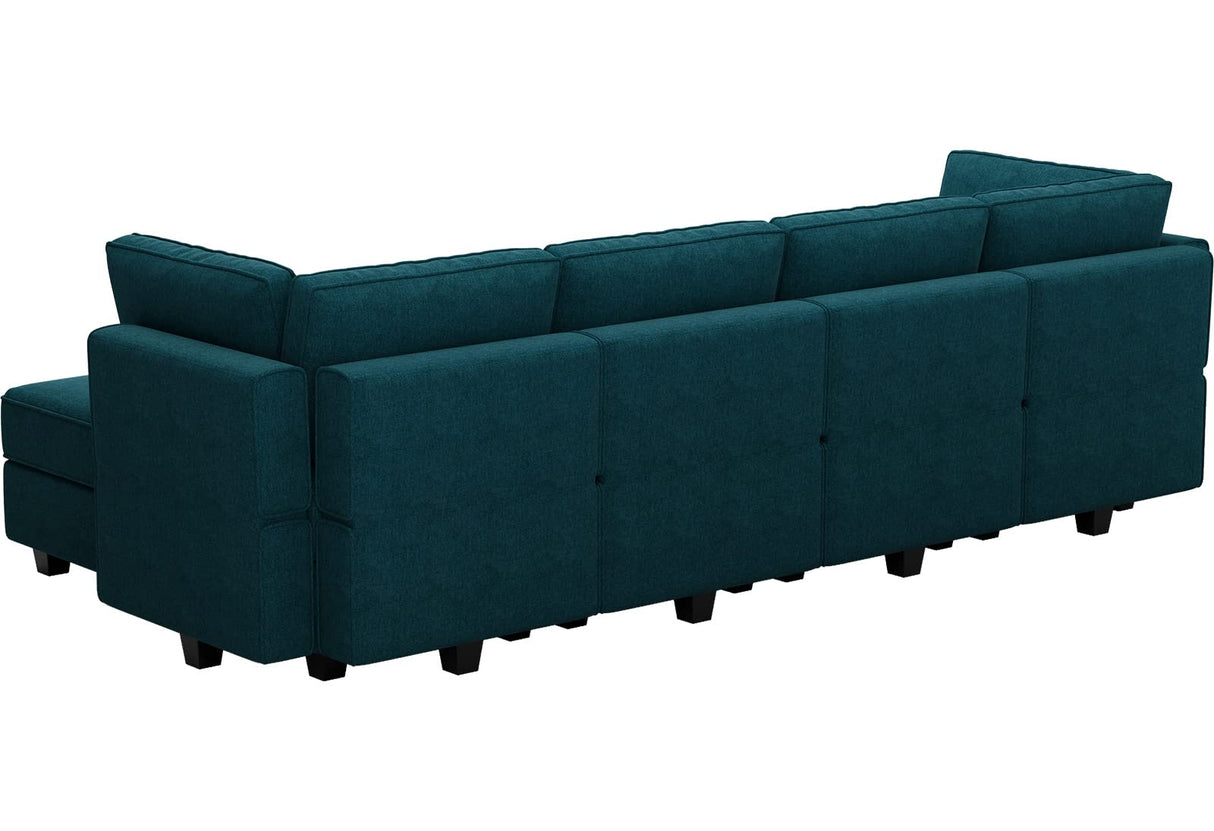 U Shaped Sofa Modular Couch Reversible Storage Ottoman 6 Seater Sofa