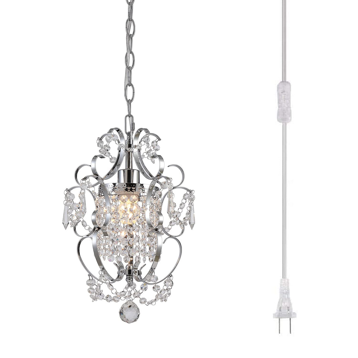 Plug in Chandelier Hanging Light Fixture with 14.27 Ft Hanging Cord and On/Off Switch