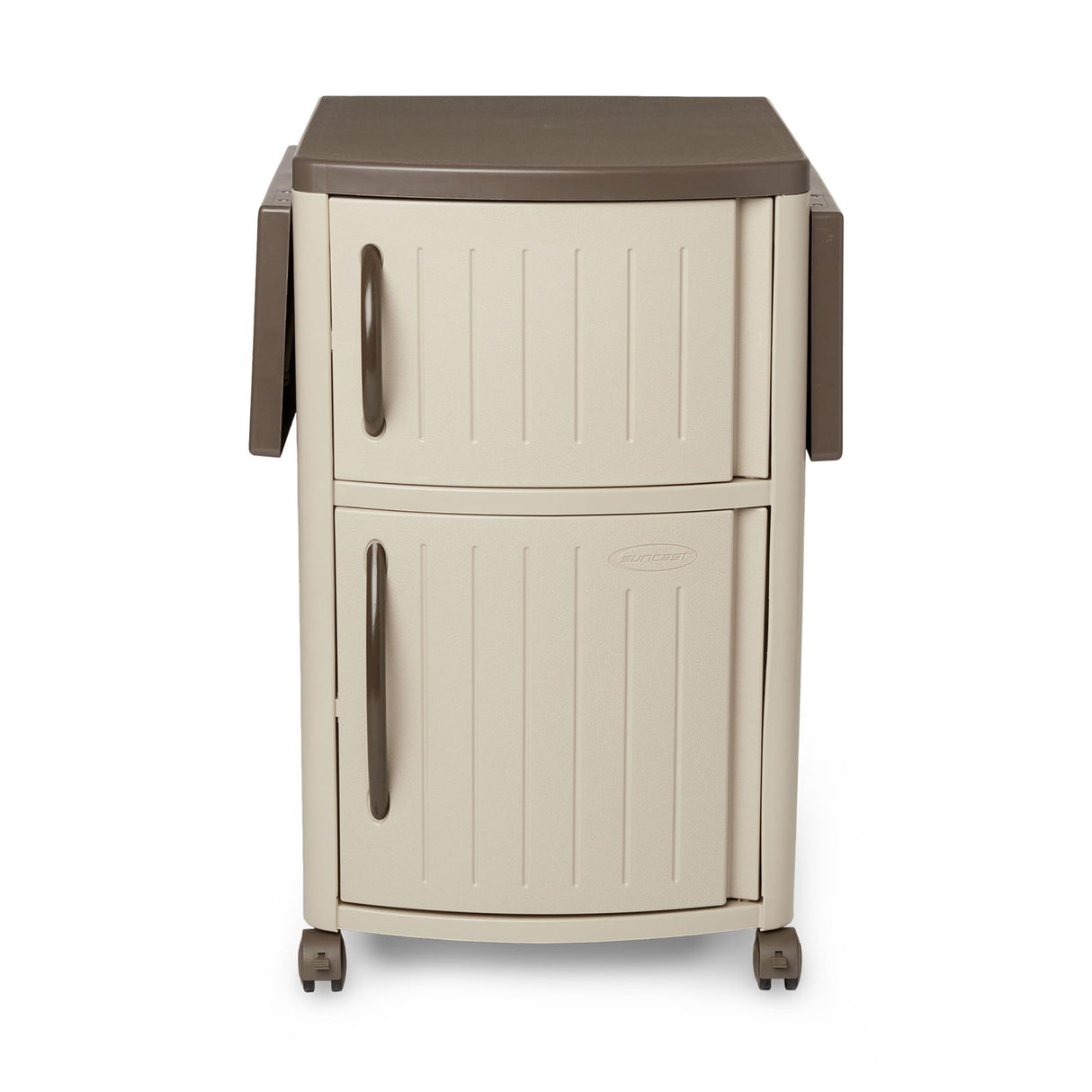 Outdoor Patio Grill Prep Station Cart with 2 Storage Cabinets, Light Taupe/Mocha