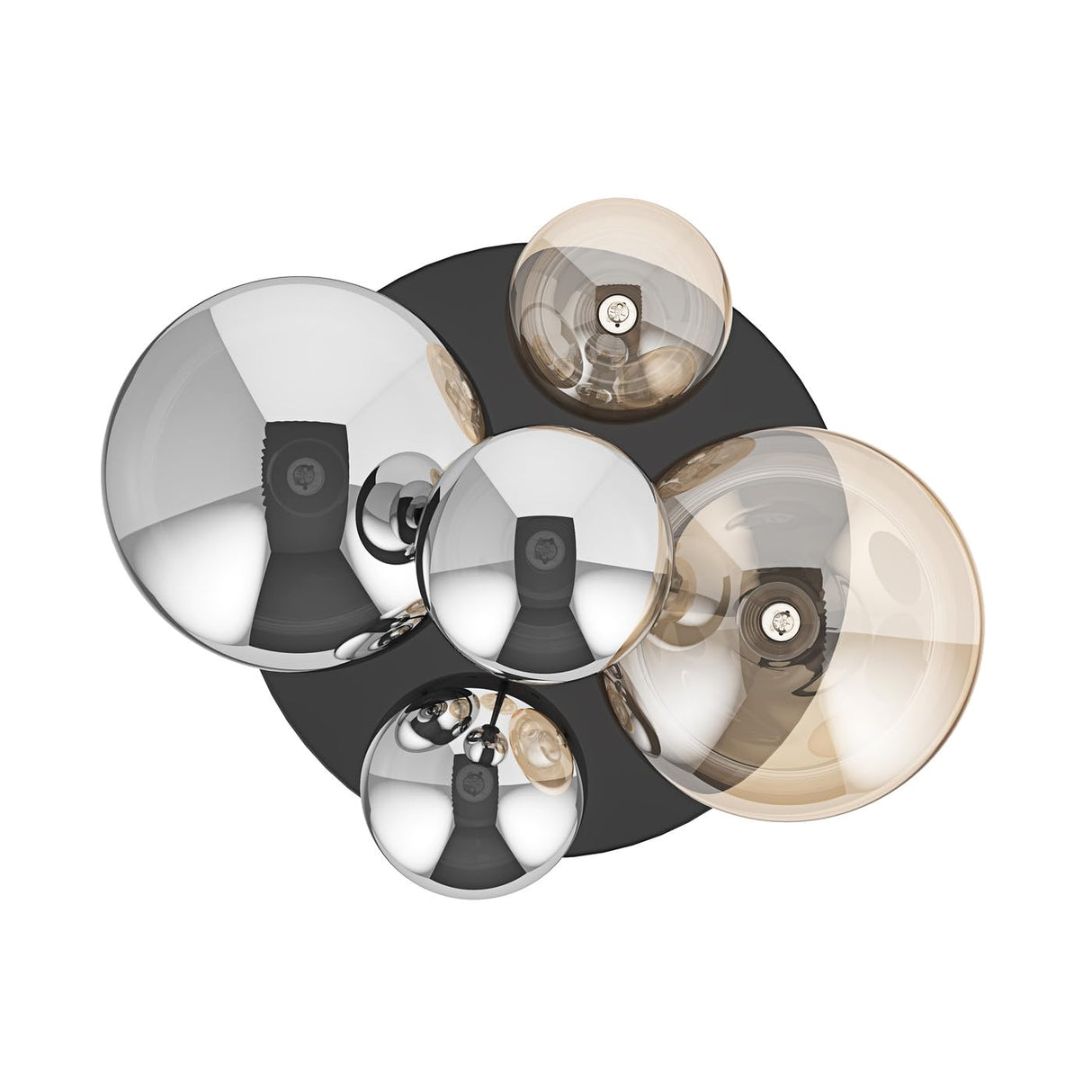 5-Light Semi Flush Mount Ceiling Light with Globe Glass Shade