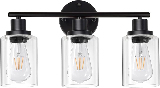 3 Light Bathroom Light Fixtures(Bulbs Included.),Black Vanity Lights