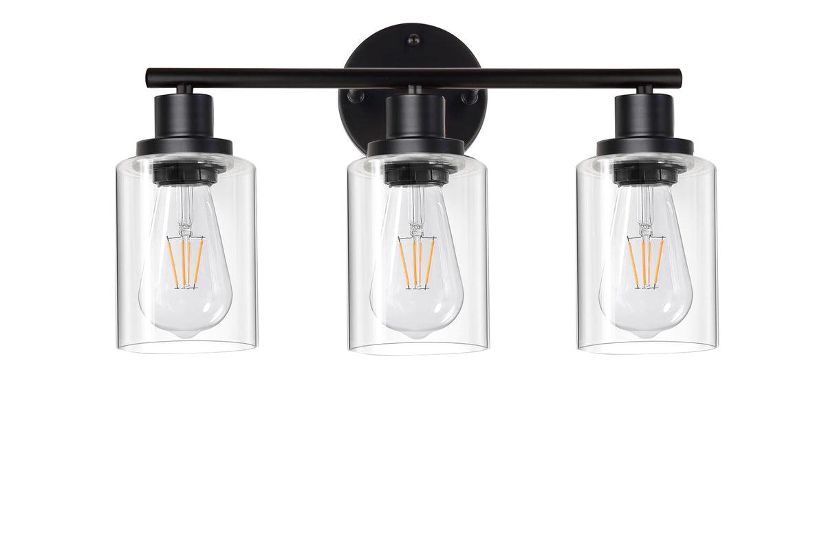 3 Light Bathroom Light Fixtures(Bulbs Included.),Black Vanity Lights