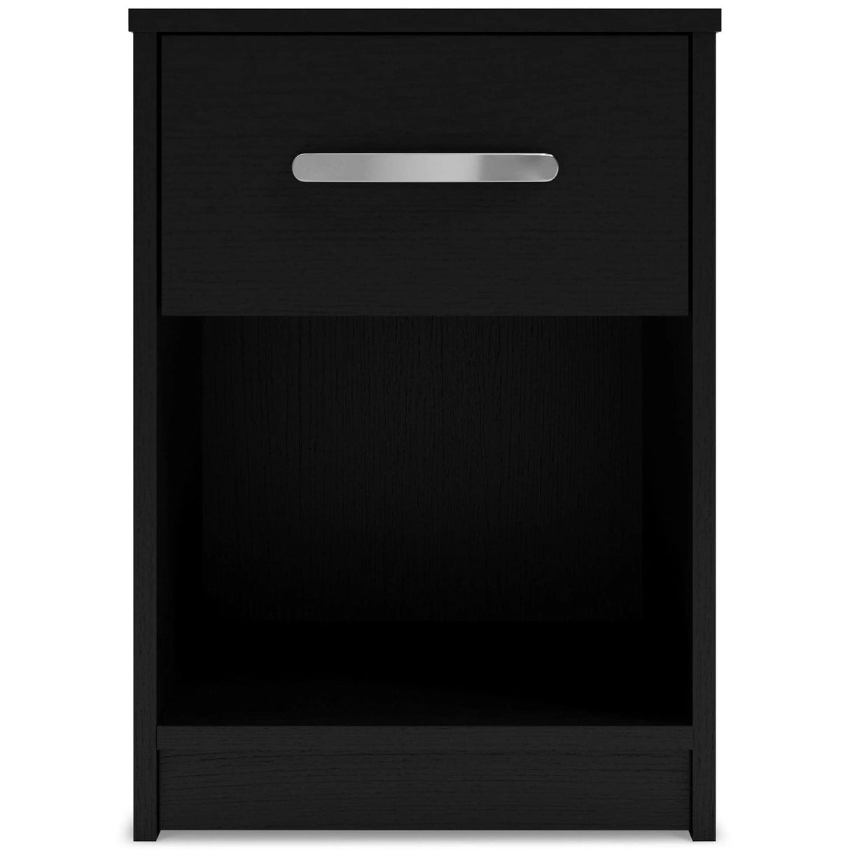 Finch Modern 1 Drawer Night Stand with Open Cubby, Black