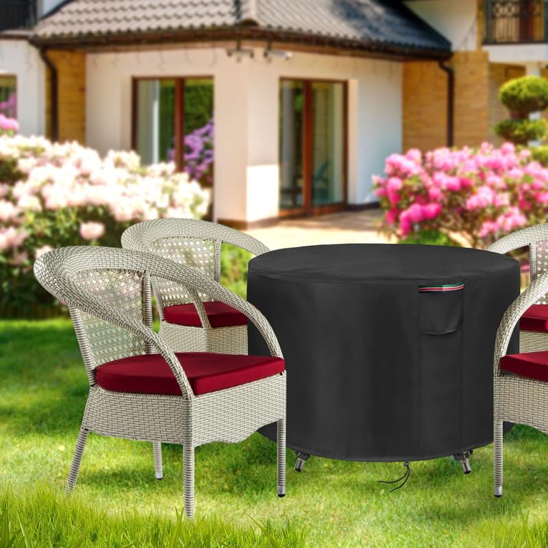 Round Patio Furniture Cover,Heavy Duty Waterproof Outdoor Table Chair Set Covers