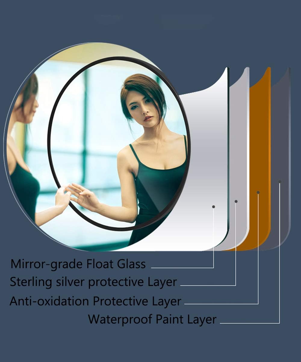 Large Round Mirror - 48 Inch Black Metal Frame Modern Vanity Mirror for Bathroom