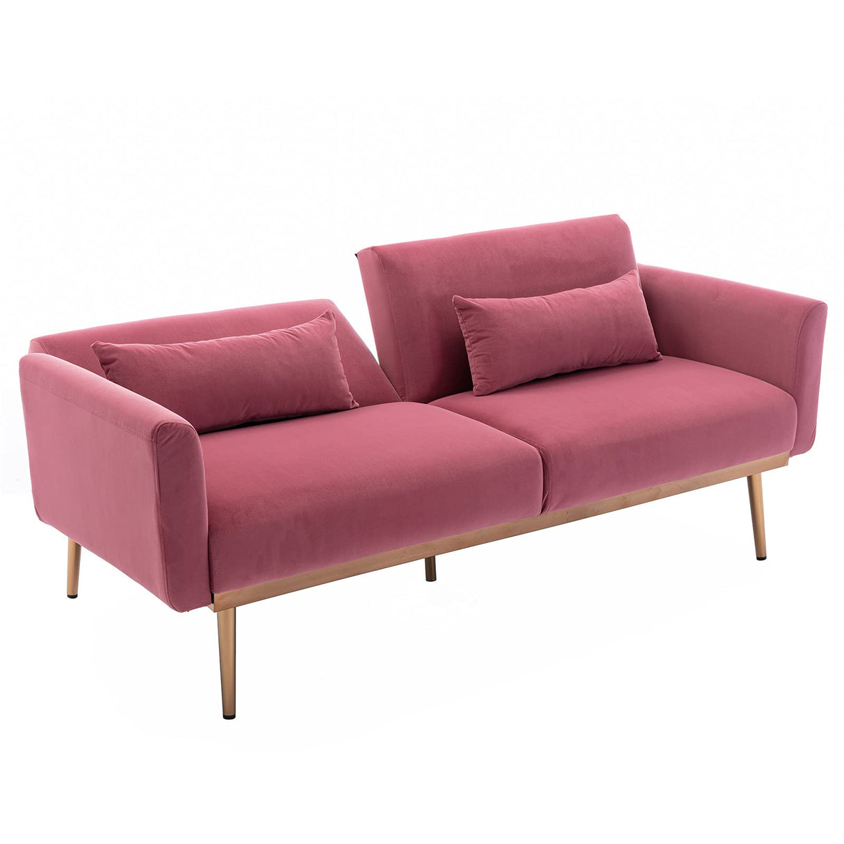 Velvet Futon Bed Couch, Velvet Upholstered Mid Century Sofa Sleeper for Living Room