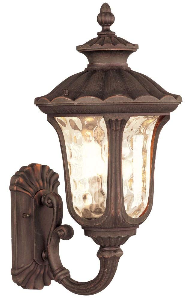 Lighting 7656-58 Outdoor Wall Lantern with Hand Blown Light Amber Water Glass Shades