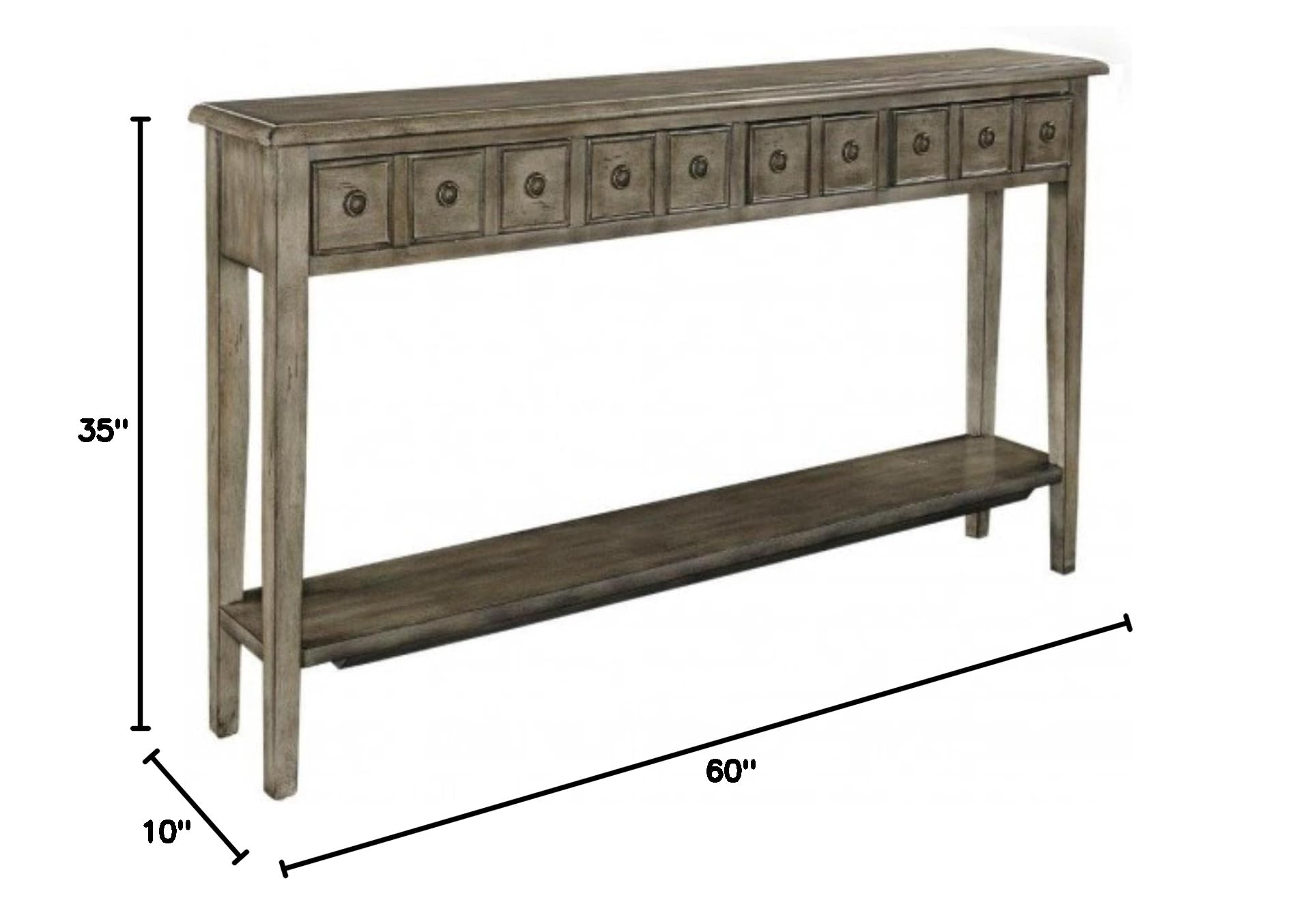 Linon Sadie Long Wood Console Table in Gray