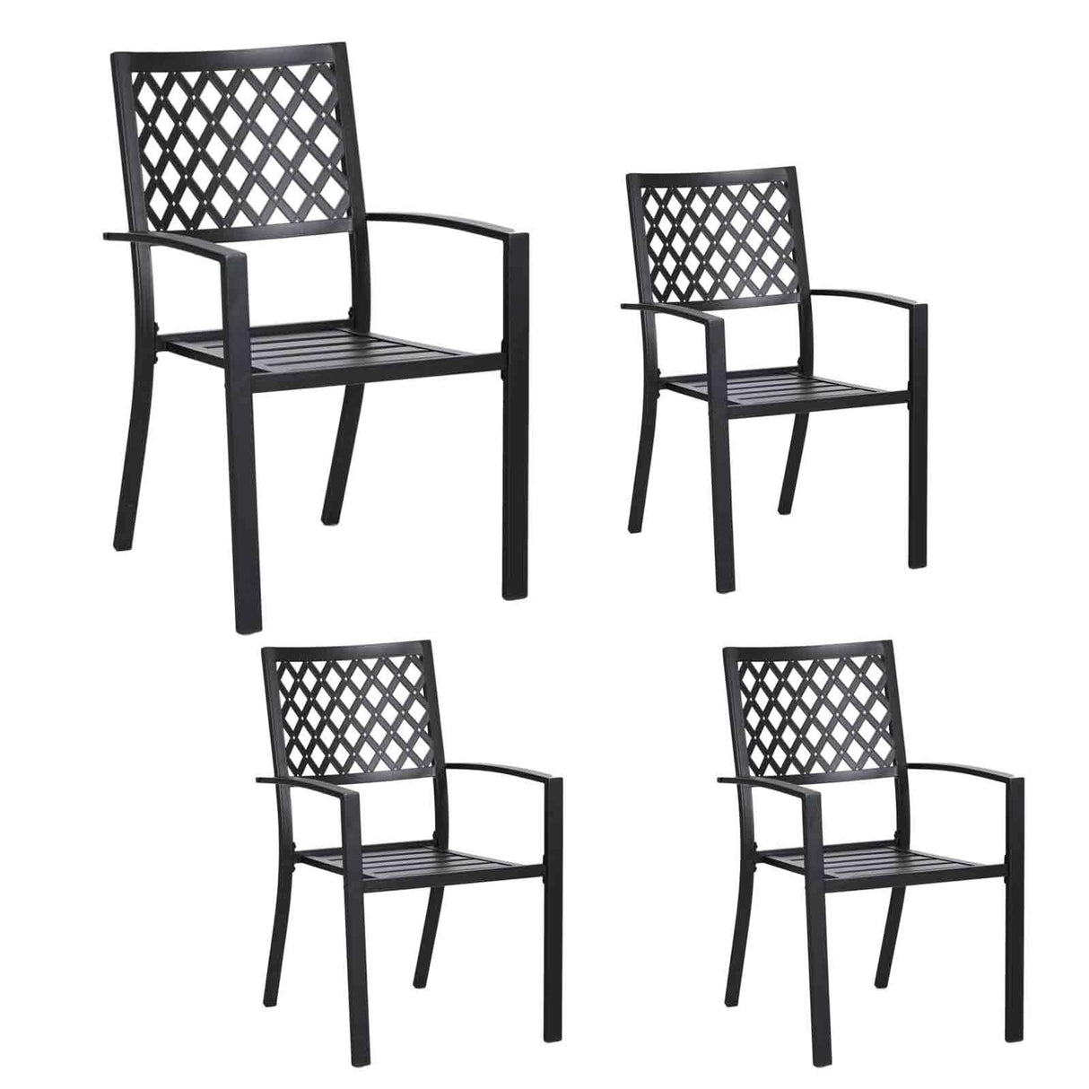 Patio Dining Stackable Chairs, Outdoor Wrought Iron Furniture Set Bistro Chairs