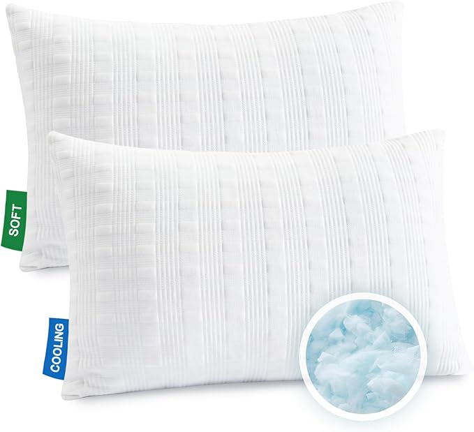Cooling Pillows for Sleeping Standard Size Set of 2,Shredded Memory Foam Bed Pillow