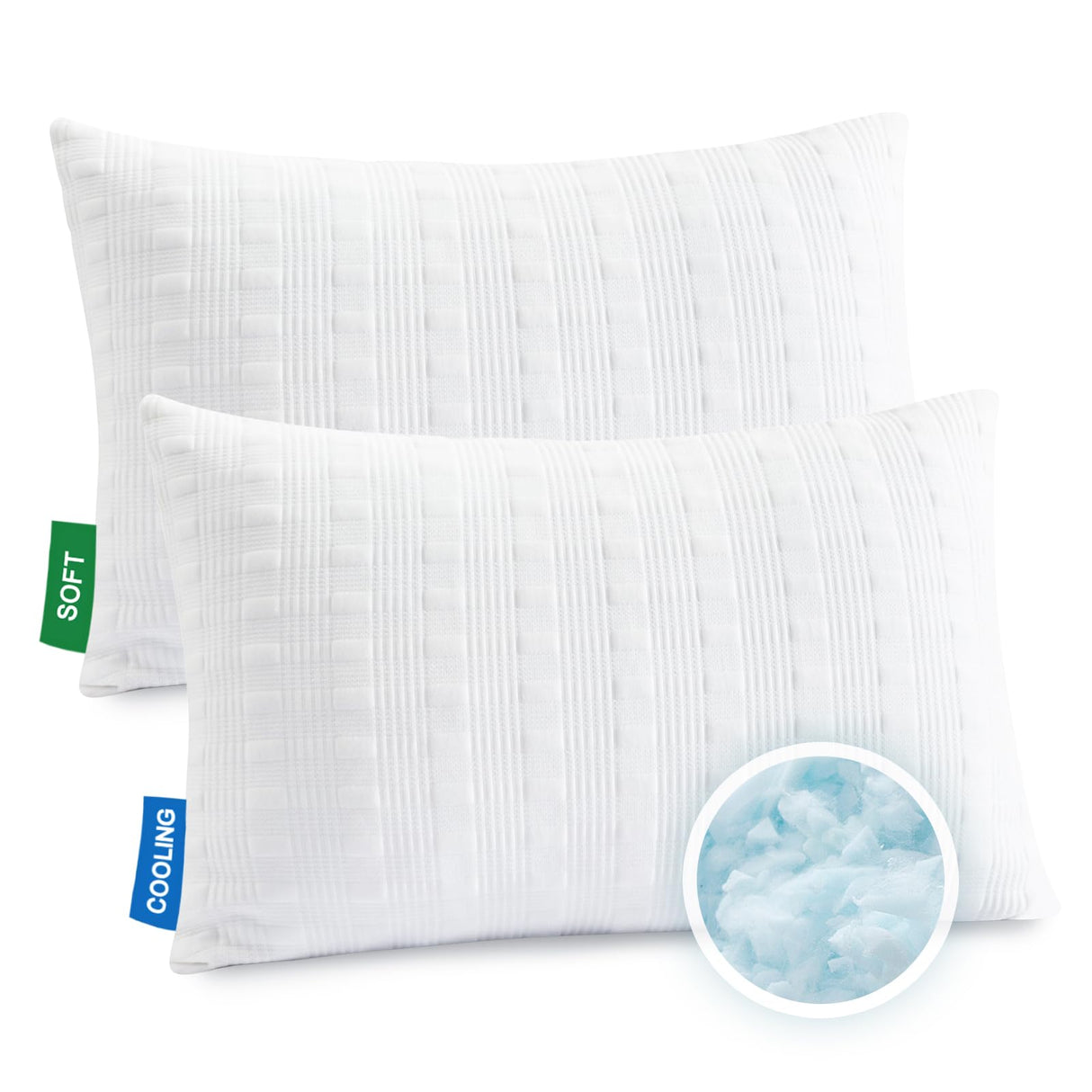 Cooling Pillows for Sleeping Standard Size Set of 2,Shredded Memory Foam Bed Pillow