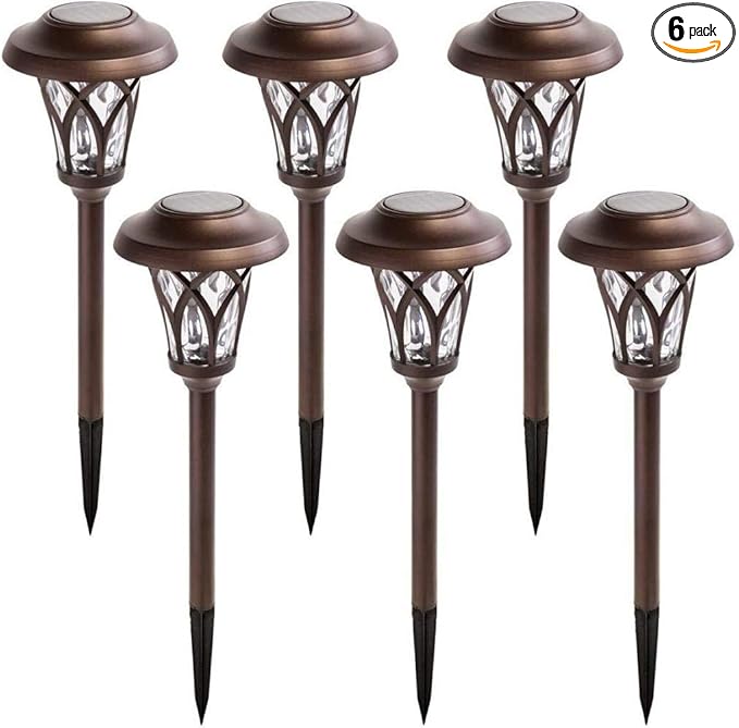 Solar Lights Outdoor 6 Pack, Brown Solar Landscape Lights Warm White, Super Bright