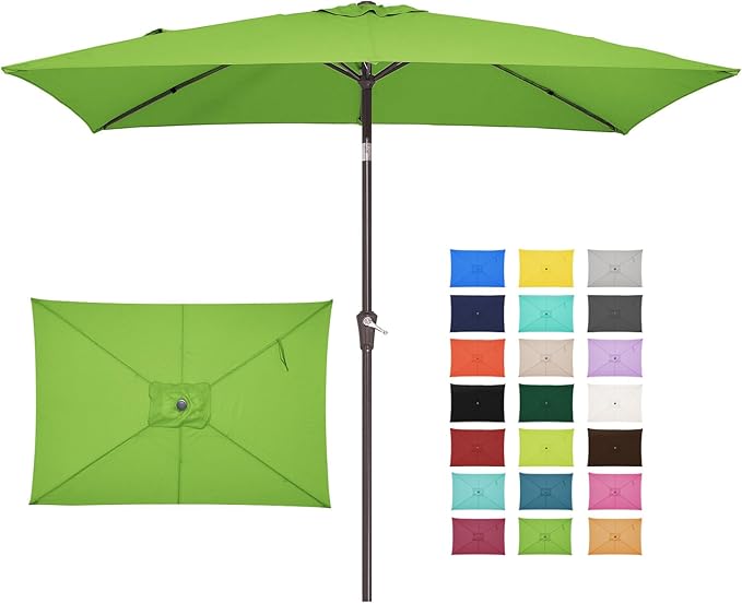 6.5x10 ft Rectangular Patio Umbrellas Outdoor Market Umbrella with Push Button
