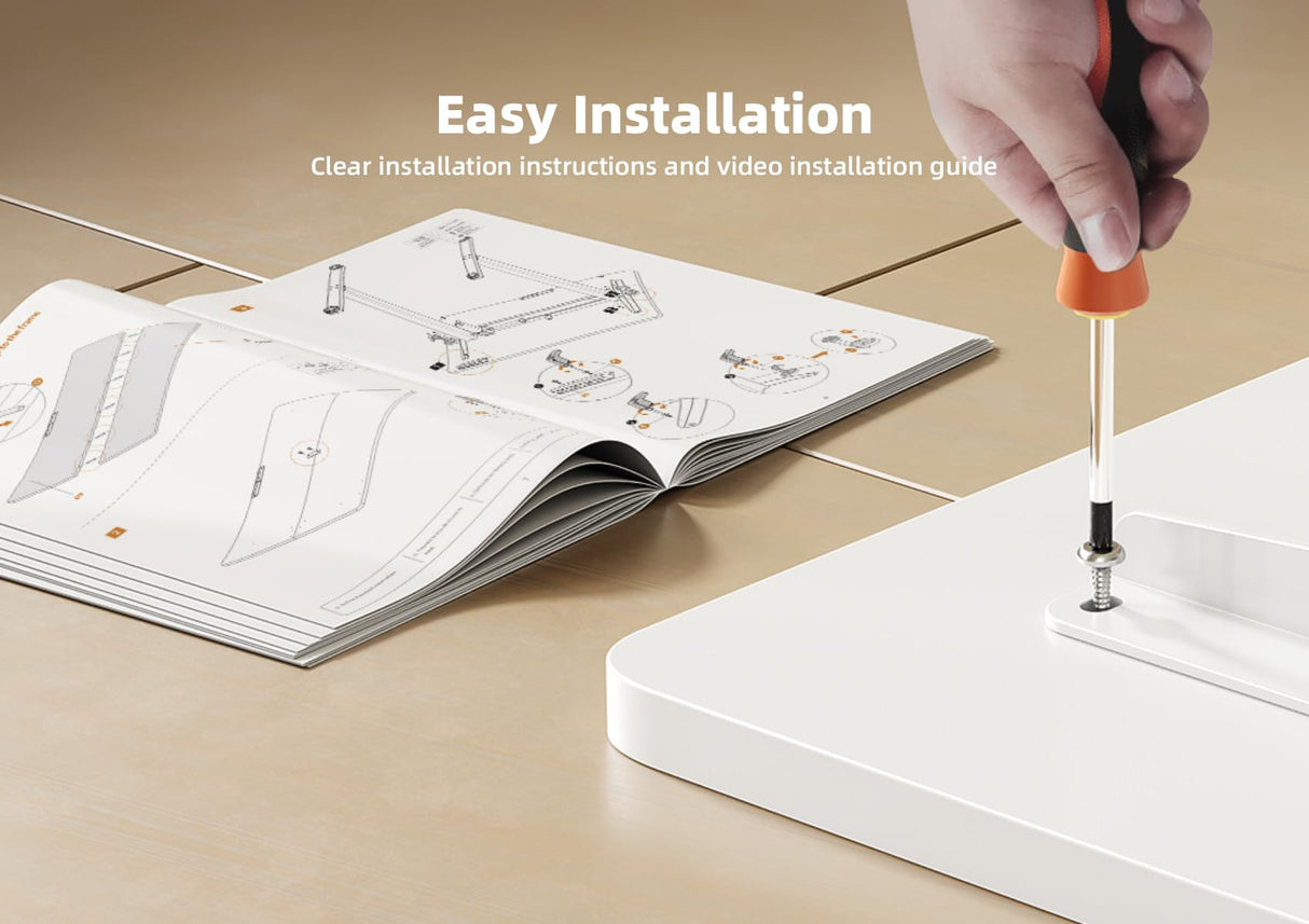 Seang Electric Standing Desk With Adjustable Height, 48x24 Inch, Sit Stand With Splice Board for Home Office Computer Workstation, White Frame/White Top