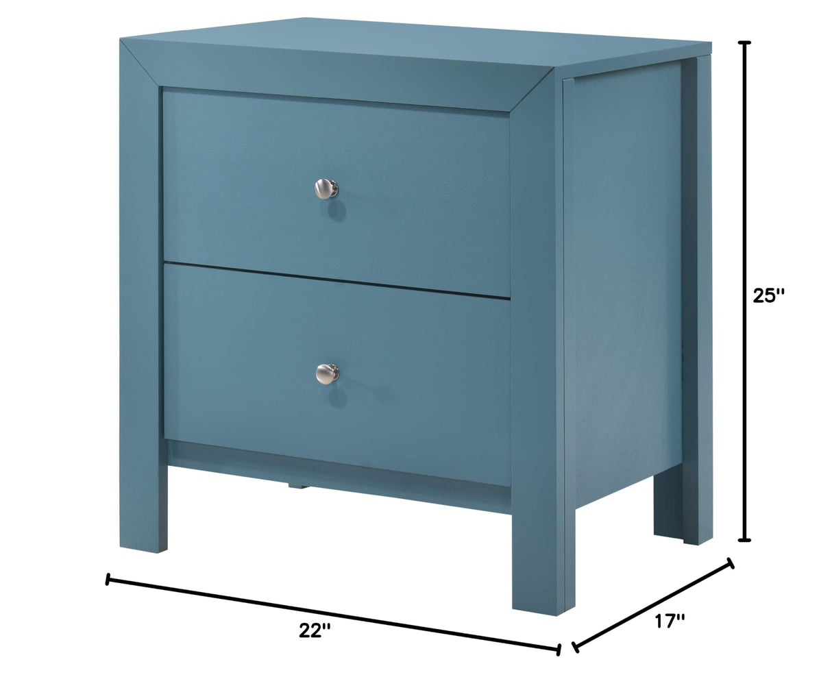 Burlington 2 Drawer Nightstand in Teal