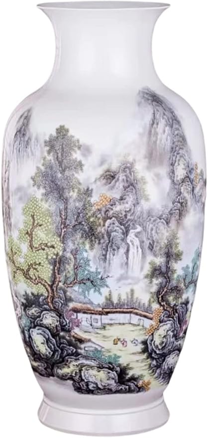 Blue and White Chinoiserie Vases,Decorative Bud Vases for Living Room, Bookshelf