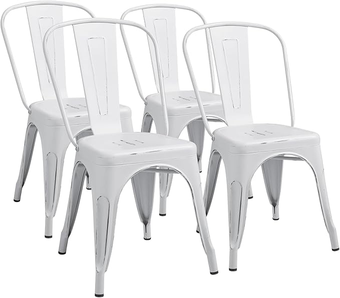 Metal Dining Chair Indoor Outdoor Use Stackable Chic Side Classic Trattoria Metal Chairs