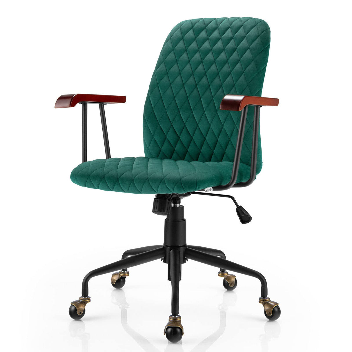 Green Velvet Fabric Office Chair Leisure Chair Task Chair High Resilience Sponge Soft